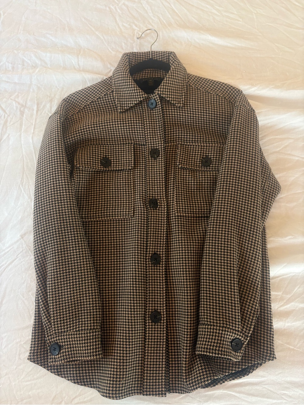 Current Air Black & Cream Houndstooth Shacket
